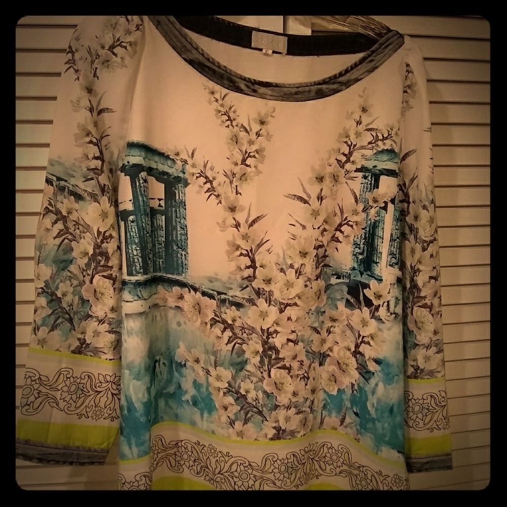 Unique 3/4 length sleeve dress blouse